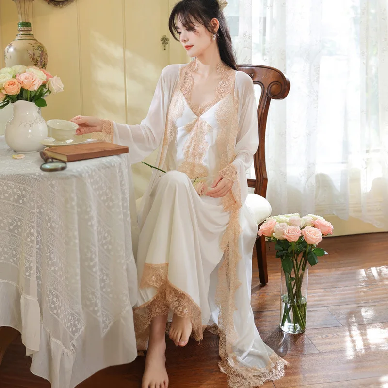 Long-sleeved Nightgown Women's Chest Ppad Suspender Nightdress Cotton Palace Style Pajamas Nnet Gauze morning Gown Outside Wear
Long-sleeved Nightgown Women's Chest Ppad Suspender Nightdress Cotton Palace Style Pajamas Nnet Gauze morning Gown Outside Wear