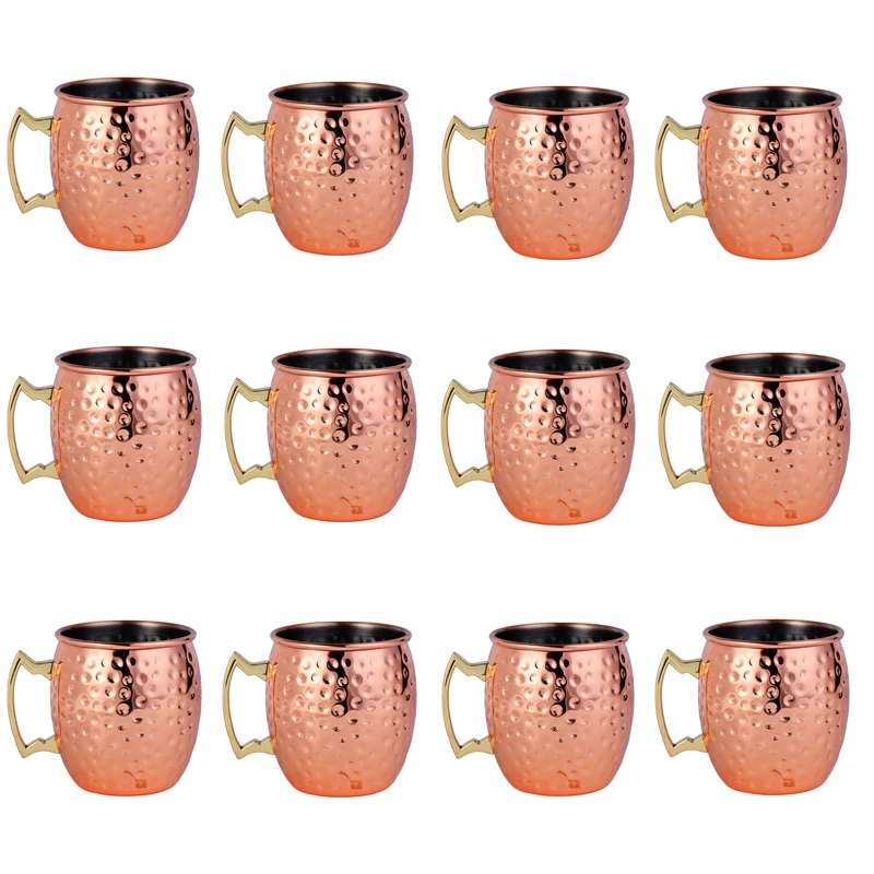 12Pcs 550ml Moscow Mule Copper Mugs Metal Mug Cup Stainless Steel Beer Wine Coffee Cup Bar Tools
12Pcs 550ml Moscow Mule Copper Mugs Metal Mug Cup Stainless Steel Beer Wine Coffee Cup Bar Tools