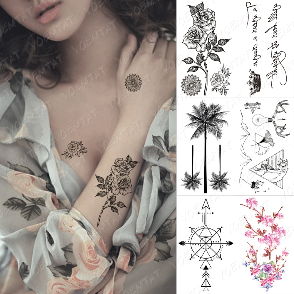 Flowers Waterproof Temporary Tattoo Sticker Rose Flower Henna Flash Tatto Black Body Art Arm Ankle Fake Tattoos For Women Kids
Flowers Waterproof Temporary Tattoo Sticker Rose Flower Henna Flash Tatto Black Body Art Arm Ankle Fake Tattoos For Women Kids