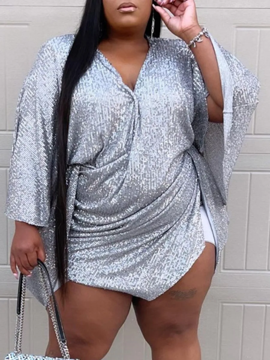 LW SXY Plus Size Fold Design Sequined Dress Sexy Women Dress Flare Sleeve V Neck Bodycon Sexy Women mini Dress
LW SXY Plus Size Fold Design Sequined Dress Sexy Women Dress Flare Sleeve V Neck Bodycon Sexy Women mini Dress