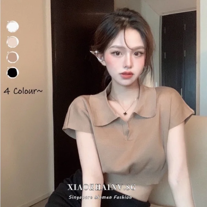 Xiaozhainv Korean shirts for women shirt 4 color POLO Collar Slim Knit Crop Top Short Sleeve T-shirt
Xiaozhainv Korean shirts for women shirt 4 color POLO Collar Slim Knit Crop Top Short Sleeve T-shirt