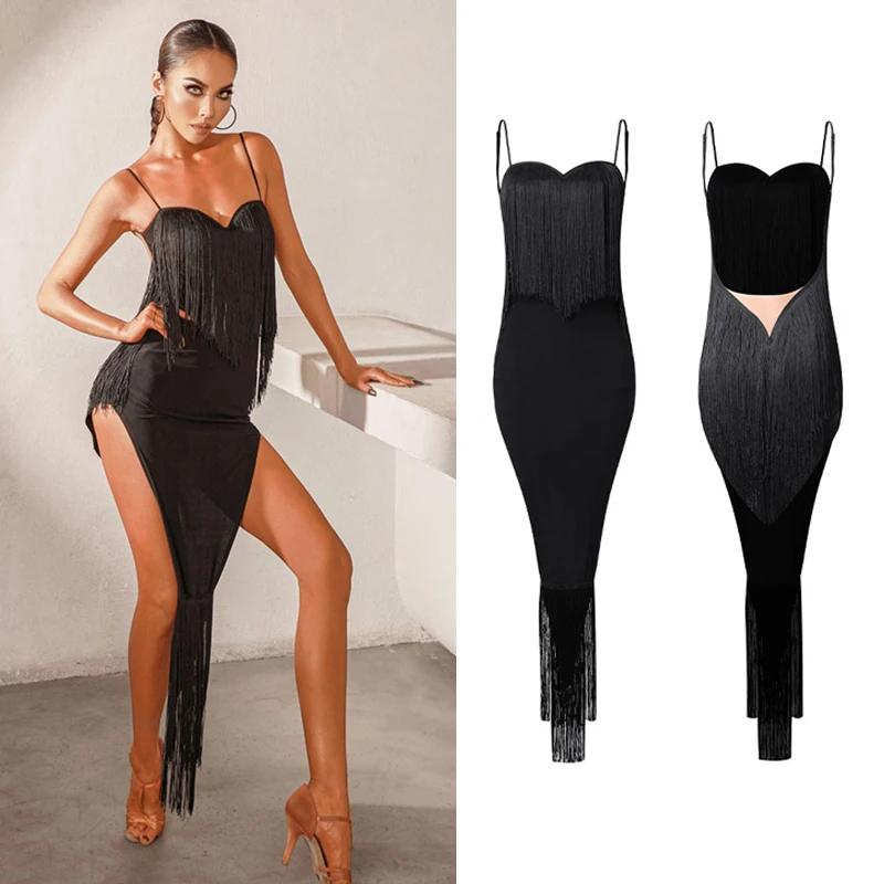 New Latin Dance Dress Women Sexy Backless High Split Black Fringed Dress Summer Rumba Practice Wear Competition Dress DNV15977
New Latin Dance Dress Women Sexy Backless High Split Black Fringed Dress Summer Rumba Practice Wear Competition Dress DNV15977