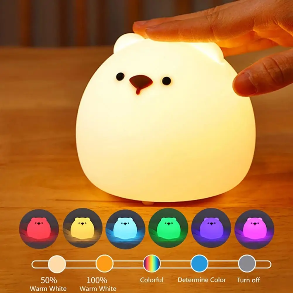 Cute Bear Night Light Soft Silicone Sleeping Lamp Usb Rechargeable Tap Touch Colorful Lamps For Kids Bedroom
Cute Bear Night Light Soft Silicone Sleeping Lamp Usb Rechargeable Tap Touch Colorful Lamps For Kids Bedroom