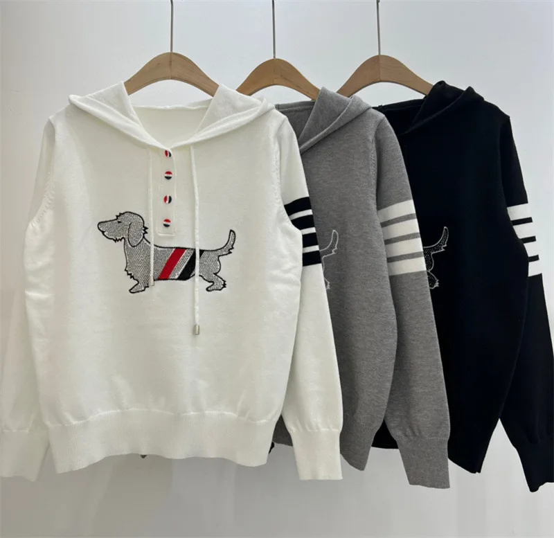 Winter TB Sweater Within Hooded, Dog Embroidery Diamond Pullovers, Drawstring Stripe Knit Jumpers, кофта женская ,ropa de mujer
Winter TB Sweater Within Hooded, Dog Embroidery Diamond Pullovers, Drawstring Stripe Knit Jumpers, кофта женская ,ropa de mujer