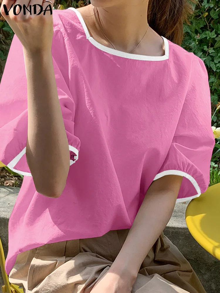 VONDA Women Blouse Bohemian Tops 2022 Female Half Sleeve Square Collar Blouse Casual Baggy Pleated Tops Oversize Blusas Feminina 
VONDA Women Blouse Bohemian Tops 2022 Female Half Sleeve Square Collar Blouse Casual Baggy Pleated Tops Oversize Blusas Feminina