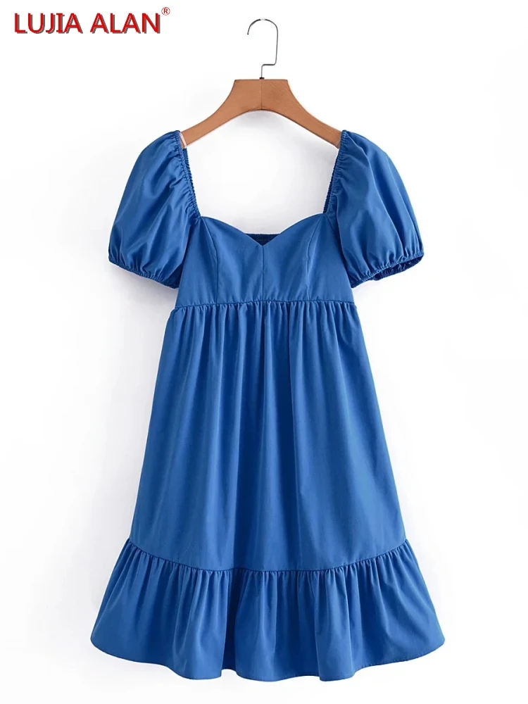 Elegance Women Square Collar Blue Dress Female Puff Sleeve Mini Vestidos LUJIA ALAN D9517
Elegance Women Square Collar Blue Dress Female Puff Sleeve Mini Vestidos LUJIA ALAN D9517