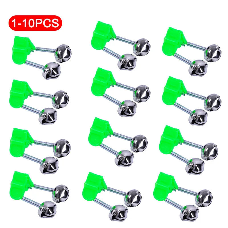 

1-10pcs/lot Fishing Bite Alarms Fishing Rod Bell Rod Clamp Tip Clip Bells Ring Green ABS Fishing Accessory Outdoor Metal