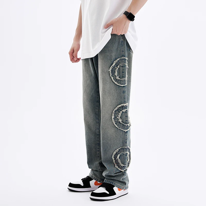 Ripped Circle Embroidery Retro Washed Mens Jeans Pants Hip Hop Straight Pockets Loose Denim Trousers Oversized Couple Jean
Ripped Circle Embroidery Retro Washed Mens Jeans Pants Hip Hop Straight Pockets Loose Denim Trousers Oversized Couple Jean