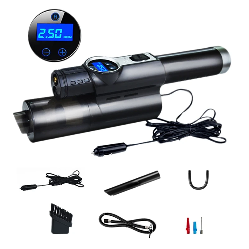 4-In-1 Car Vacuum Cleaner Tire Inflator Portable Air Compressor With Digital LCD Display With LED Light DC12V For Cars
4-In-1 Car Vacuum Cleaner Tire Inflator Portable Air Compressor With Digital LCD Display With LED Light DC12V For Cars