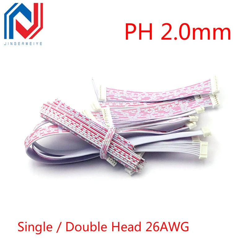 

5Pcs PH 2.0mm Pitch Connector Cable PH2.0 Plug Line length 10/20/30CM 2P/3P/4P/5P/6P/7P/8P/9P/10P/12P Single / Double Head 26AWG