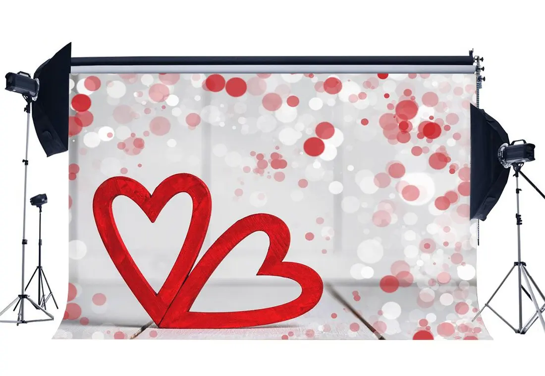 

Photography Backdrop Valentine's Day Red Heart Bokeh Halos Glitter Sequin Wedding Backdrops Kids Portraits Background