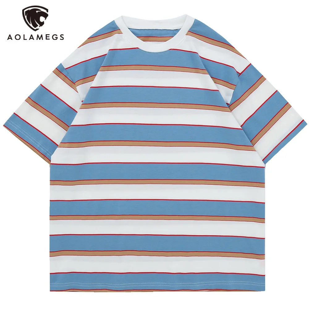 Aolamegs Men StripeT Shirts Simple Casual All-match Cotton Cozy Basic Tees Shirts Japanese College Style Fashion Tops Streetwear
Aolamegs Men StripeT Shirts Simple Casual All-match Cotton Cozy Basic Tees Shirts Japanese College Style Fashion Tops Streetwear