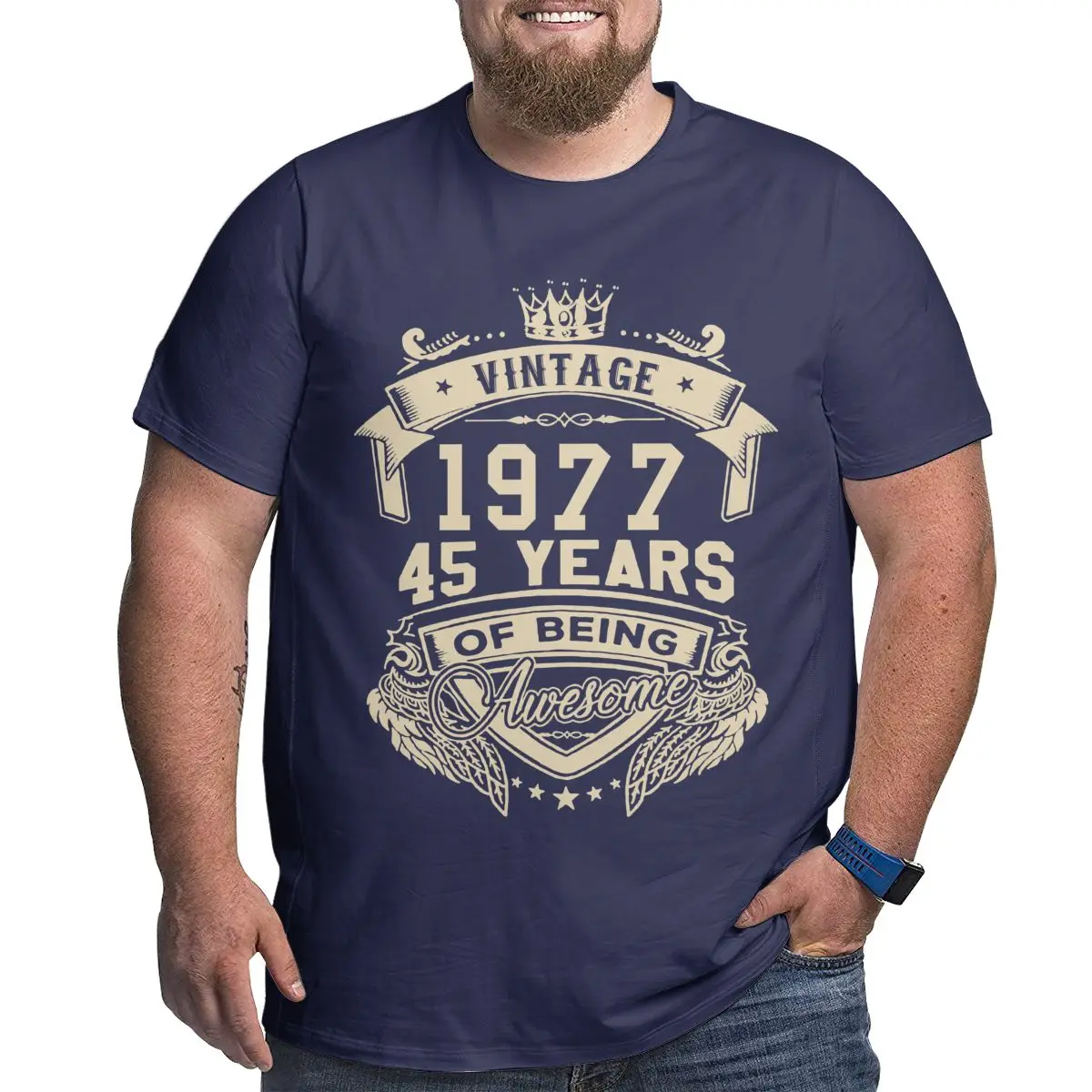 

Vintage Born In 1977 45 Years Of Being Awesome Birthday Gift T Shirt for Men 100% Cotton Big Tall Oversized 4XL 5XL 6XL Clothes