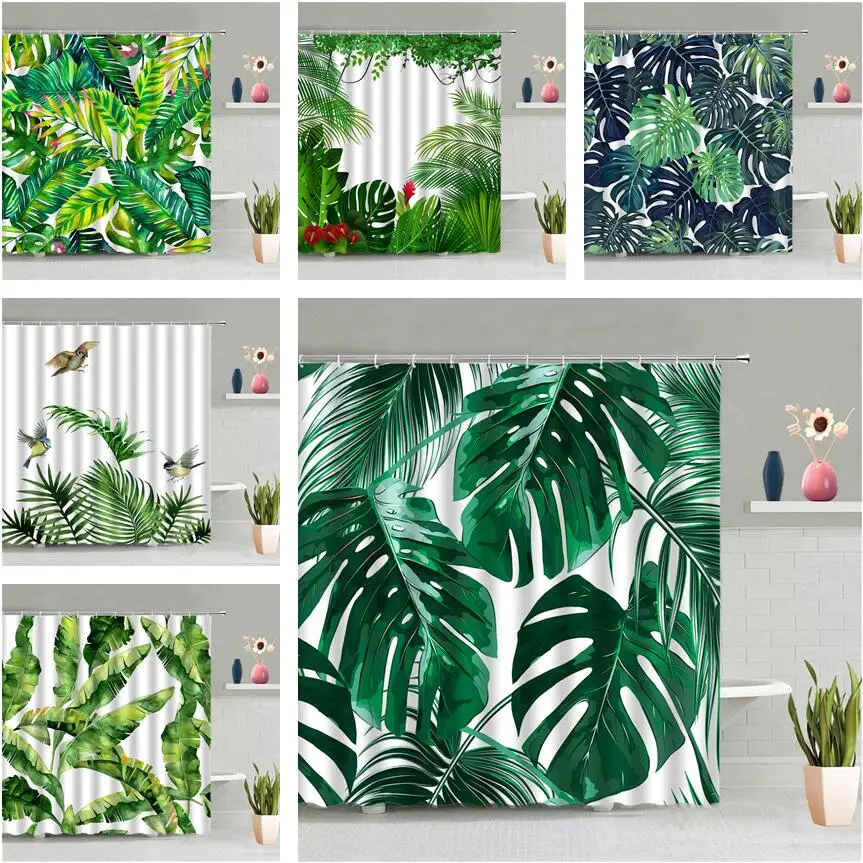 Tropical Green Plant Palm Leaf Bathroom Shower Curtains Summer Jungle Fabric Waterproof Hooks Hanging Curtain Bath Screen Decor
Tropical Green Plant Palm Leaf Bathroom Shower Curtains Summer Jungle Fabric Waterproof Hooks Hanging Curtain Bath Screen Decor