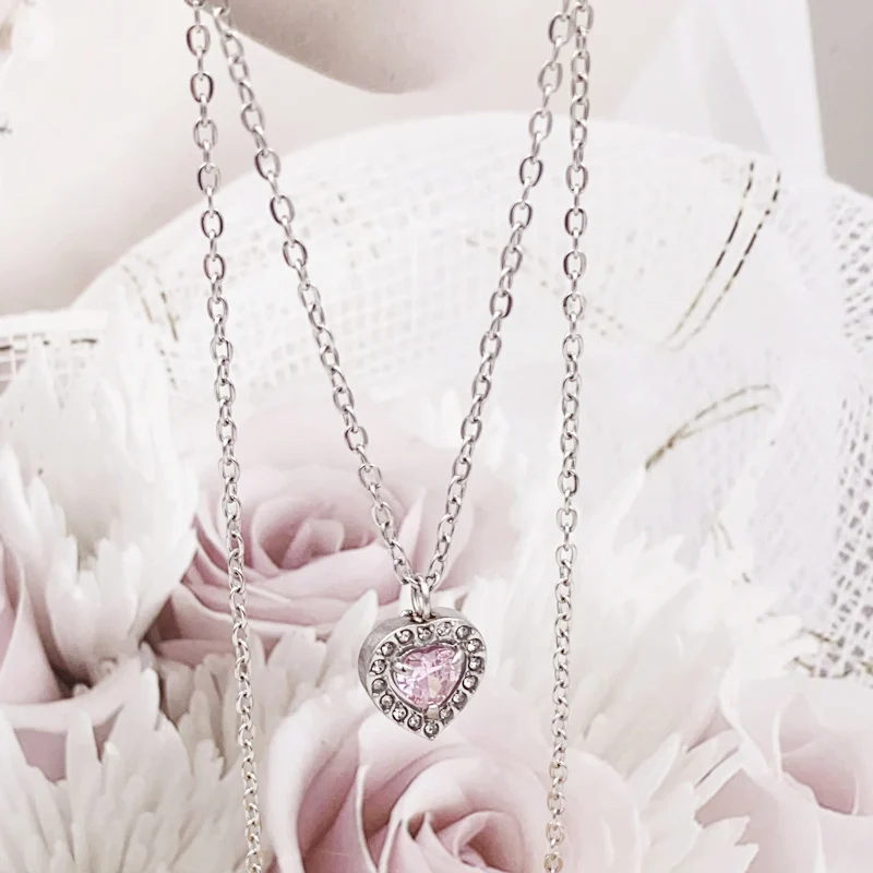 Romantic Stainless Steel Pink Heart Pendants Necklace For Women Fashion Zircon Rhinestone Female Vintage Wedding Jewelry Gifts
Romantic Stainless Steel Pink Heart Pendants Necklace For Women Fashion Zircon Rhinestone Female Vintage Wedding Jewelry Gifts