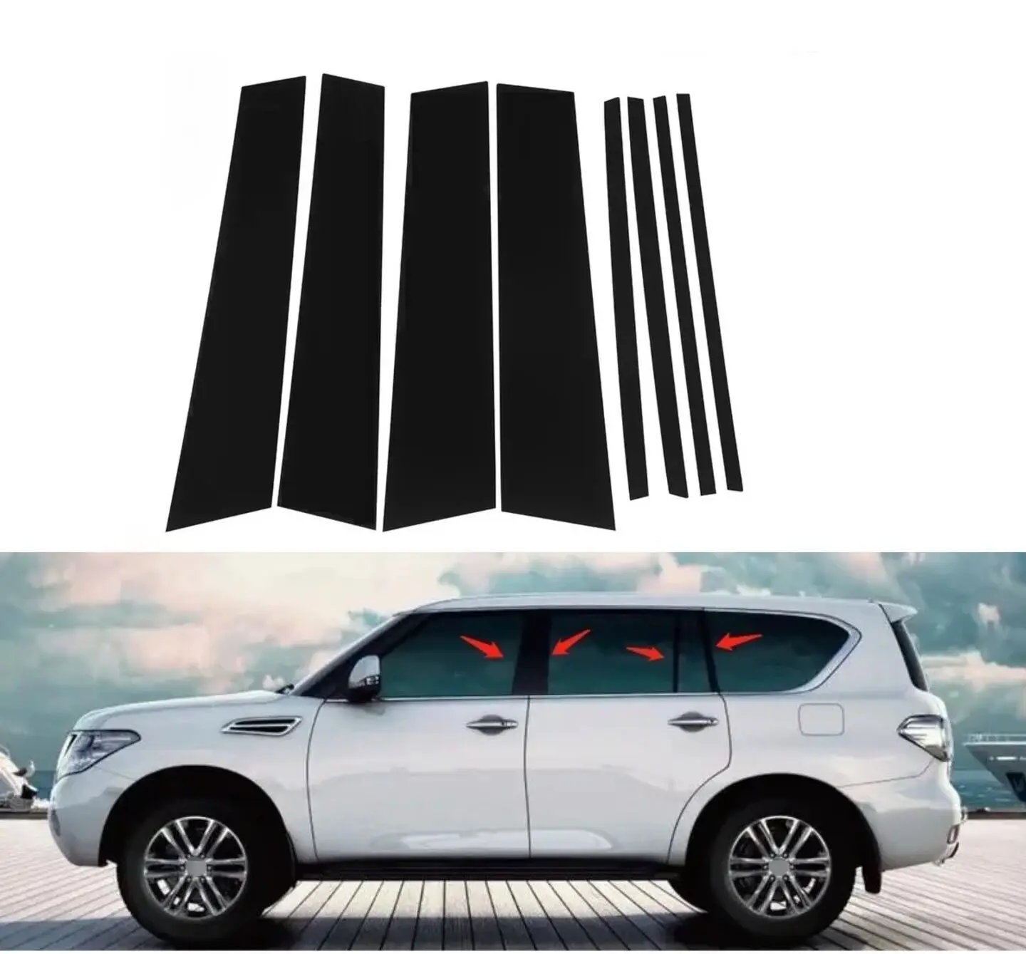 8 шт. глянцевые черные стойки, подходят для Nissan Patrol 2012 2013 2014 2015 2016 2017-2020, накладка на окно автомобиля, наклейка на колонку BC 
8 шт. глянцевые черные стойки, подходят для Nissan Patrol 2012 2013 2014 2015 2016 2017-2020, накладка на окно автомобиля, наклейка на колонку BC