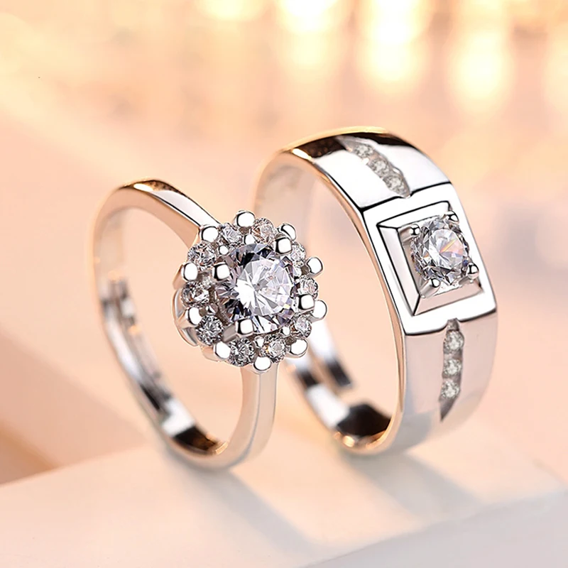 Classic Couple Rings Shiny Crystal CZ Stone Trendy Wedding Lovers' Ring Jewelry Romantic Valentine's Day Present Ring Accessory
Classic Couple Rings Shiny Crystal CZ Stone Trendy Wedding Lovers' Ring Jewelry Romantic Valentine's Day Present Ring Accessory