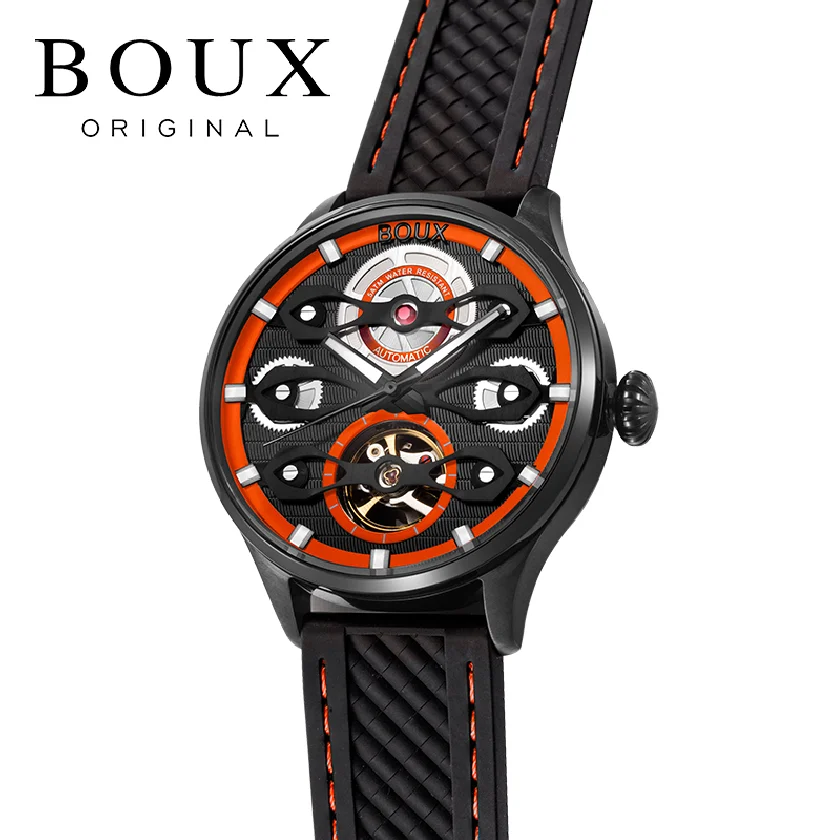 Мужские спортивные модные автоматические механические часы BOUX с маховиком 42 мм Роскошные скелетоны локомотивные крутые светящиеся мужские наручные часы
Мужские спортивные модные автоматические механические часы BOUX с маховиком 42 мм Роскошные скелетоны локомотивные крутые светящиеся мужские наручные часы