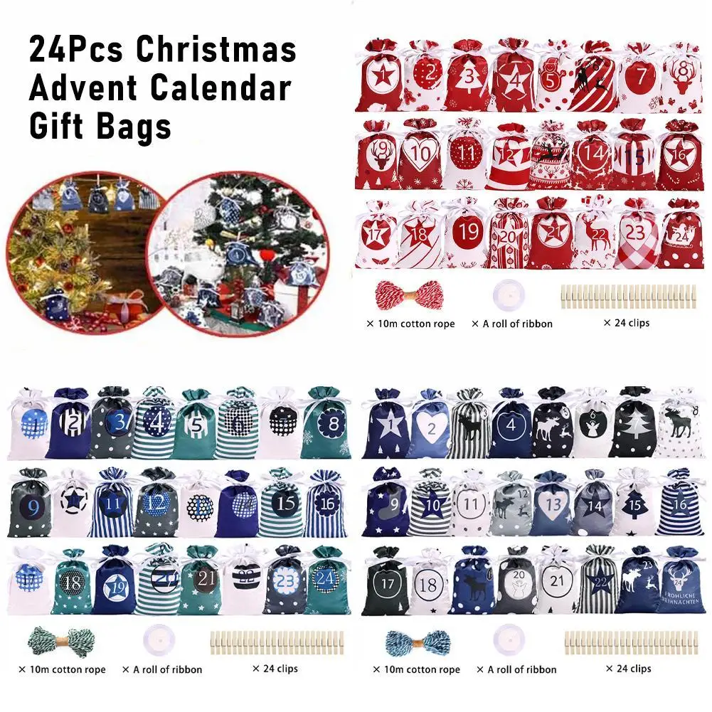 24Pcs Christmas Advent Calendar Gift Bags Merry Christmas Decor For DIY Paper Stickers Cristmas Wooden Ornament Xmas Navidad
24Pcs Christmas Advent Calendar Gift Bags Merry Christmas Decor For DIY Paper Stickers Cristmas Wooden Ornament Xmas Navidad