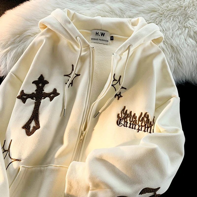 YUQI Vintage Oversized Women Sweatshirts Grunge Y2k Embroidered Streetwear Black Zip Up Hoodies Female Hip Hop Fashion Tops Goth 
YUQI Vintage Oversized Women Sweatshirts Grunge Y2k Embroidered Streetwear Black Zip Up Hoodies Female Hip Hop Fashion Tops Goth