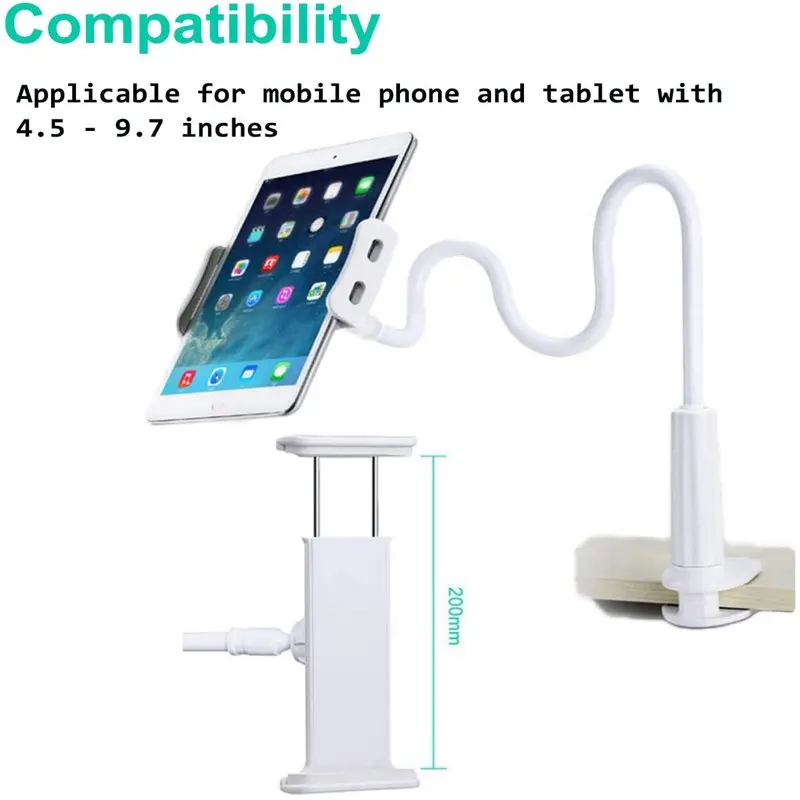 Tablet Stand Holder Mount Holder Clip with Grip Flexible Long Arm Gooseneck - White
Tablet Stand Holder Mount Holder Clip with Grip Flexible Long Arm Gooseneck - White