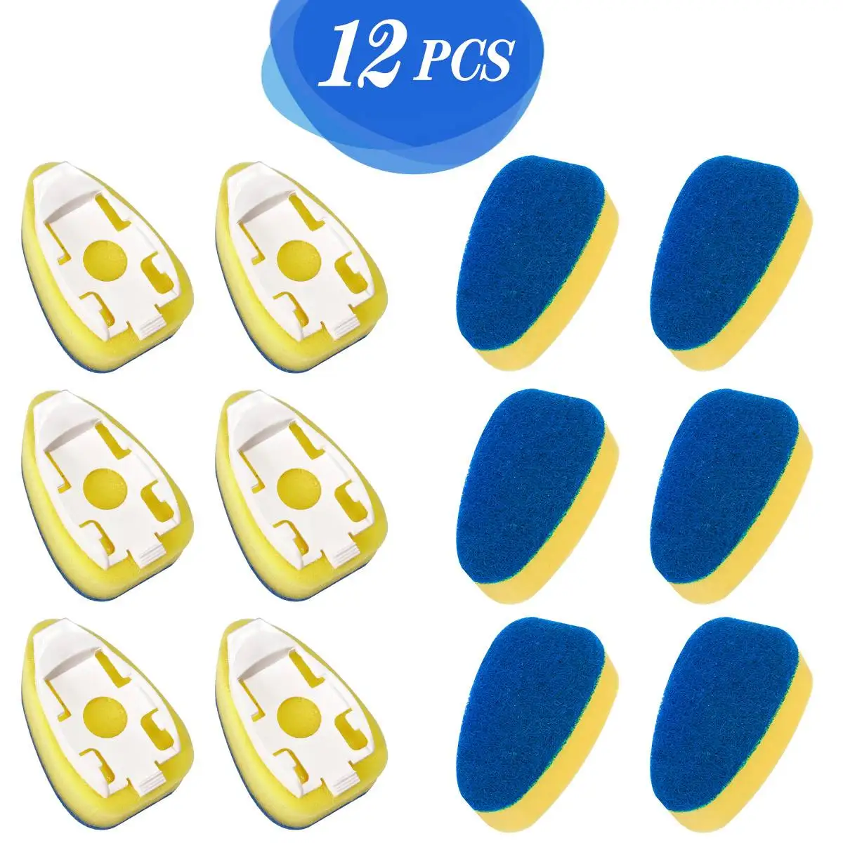 

12PCS Handle Sponge Magic Sponge Washer Brush Head Kitchen Cleaning Scouring Pad Replacement Head Sponge Dish Wash Scrubber