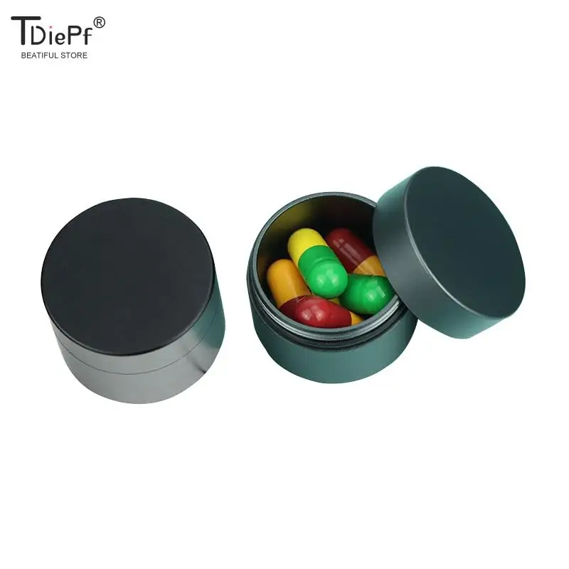 

1pcs Round Mini Waterproof Aluminium Alloy Sealing Bottle Outdoor EDC Survival Pill Box Container Casule Pill Bottle Tank Case