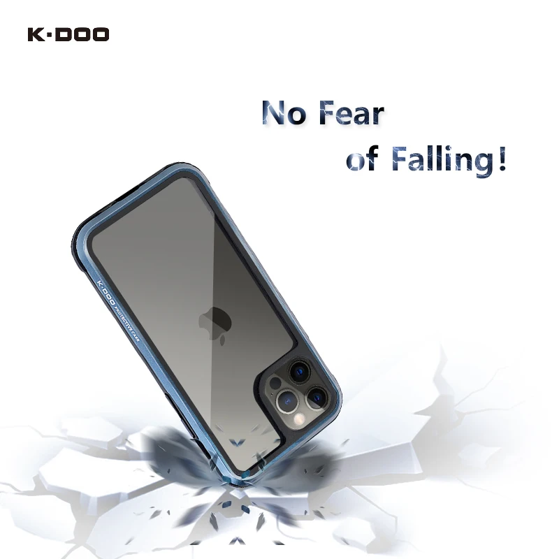 

K-Doo Ares super shockproof case 3m anti-broken mobile back cover metal frame clear backplate for iPhone12/12pro/12mini/12promax