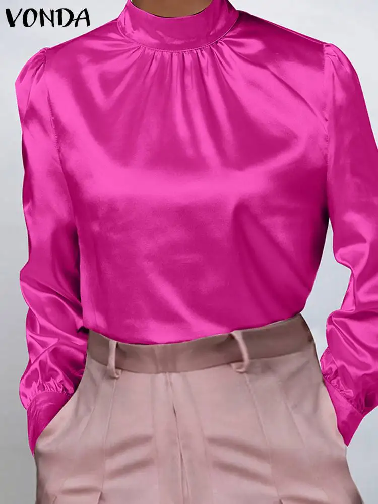 VONDA Fashion Tops 2022 Summer Women Satin Blouses Casual Solid Color High Collar Shirts Long Puff Sleeve Party Blusas Femininas
VONDA Fashion Tops 2022 Summer Women Satin Blouses Casual Solid Color High Collar Shirts Long Puff Sleeve Party Blusas Femininas