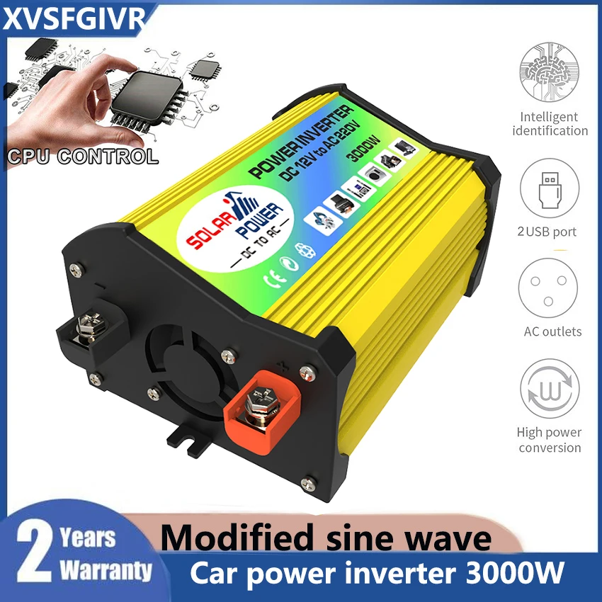 Car power inverter 3000W Dual USB Charger 4.2A DC 12V To AC 110/220V Car Power solar Inverter Converter Auto Accessories
Car power inverter 3000W Dual USB Charger 4.2A DC 12V To AC 110/220V Car Power solar Inverter Converter Auto Accessories