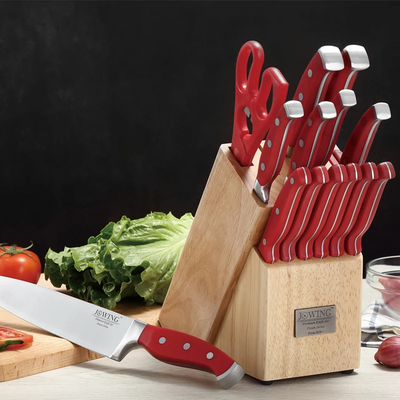 Kitchen Knife Set With Block High Carbon Stainless Steel Knife Red High Quality Non-slip Handle Chef Knife Set Professional
Kitchen Knife Set With Block High Carbon Stainless Steel Knife Red High Quality Non-slip Handle Chef Knife Set Professional