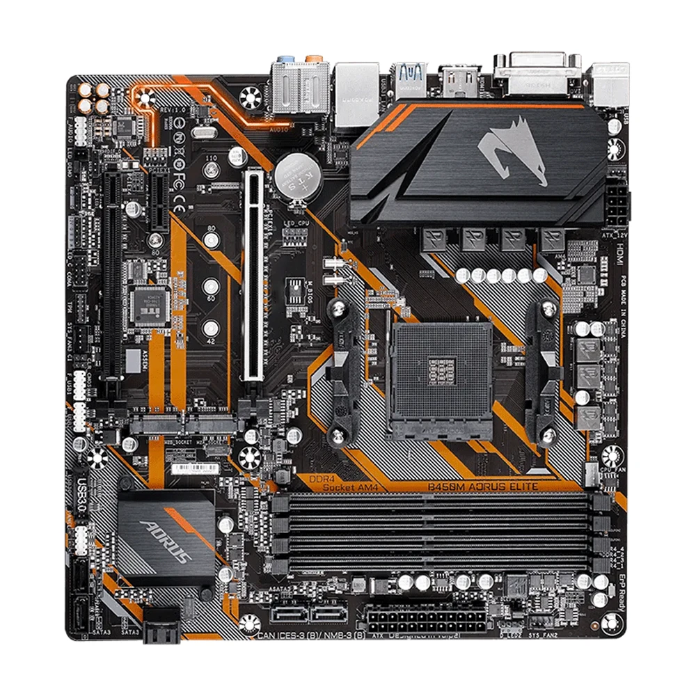B450M AORUS ELITE AMD B450 /4-DDR4 DIMM /M.2 /USB3.1 /Micro-ATX / Max-64G Double Channel AM4 Motherboard
B450M AORUS ELITE AMD B450 /4-DDR4 DIMM /M.2 /USB3.1 /Micro-ATX / Max-64G Double Channel AM4 Motherboard