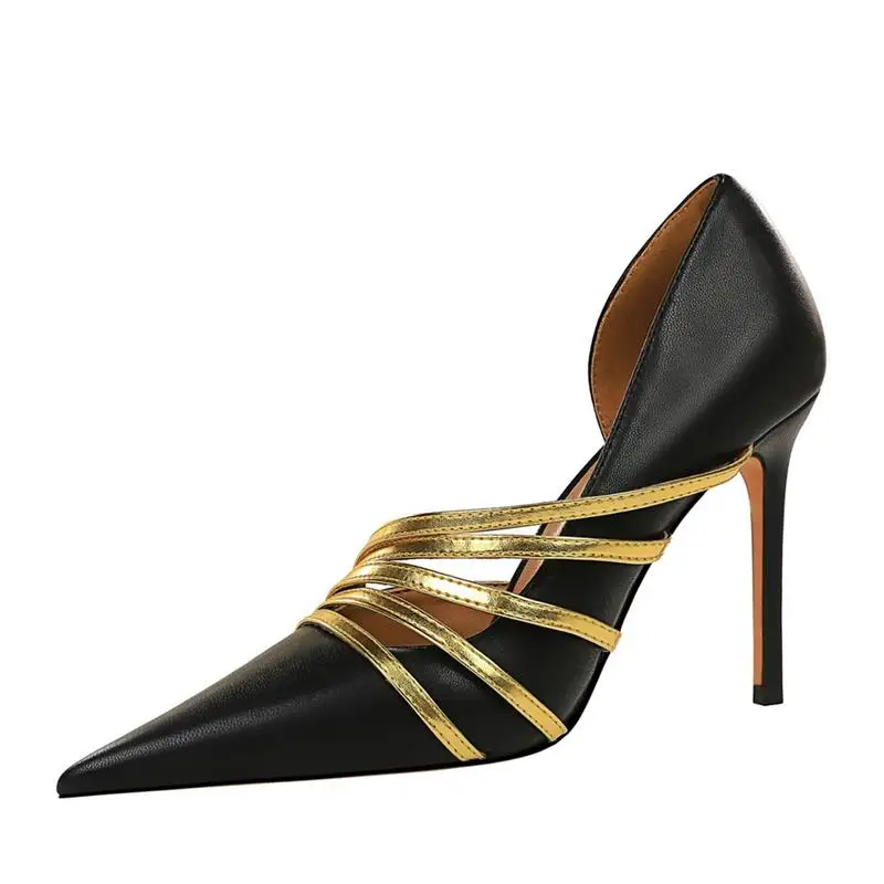 Women High-heeled Shoes PU Color-blocking Strap Side Hollow Pointed Toe Slip-on Classic Fashion Banquet Sexy Single Shoes KC130
Women High-heeled Shoes PU Color-blocking Strap Side Hollow Pointed Toe Slip-on Classic Fashion Banquet Sexy Single Shoes KC130