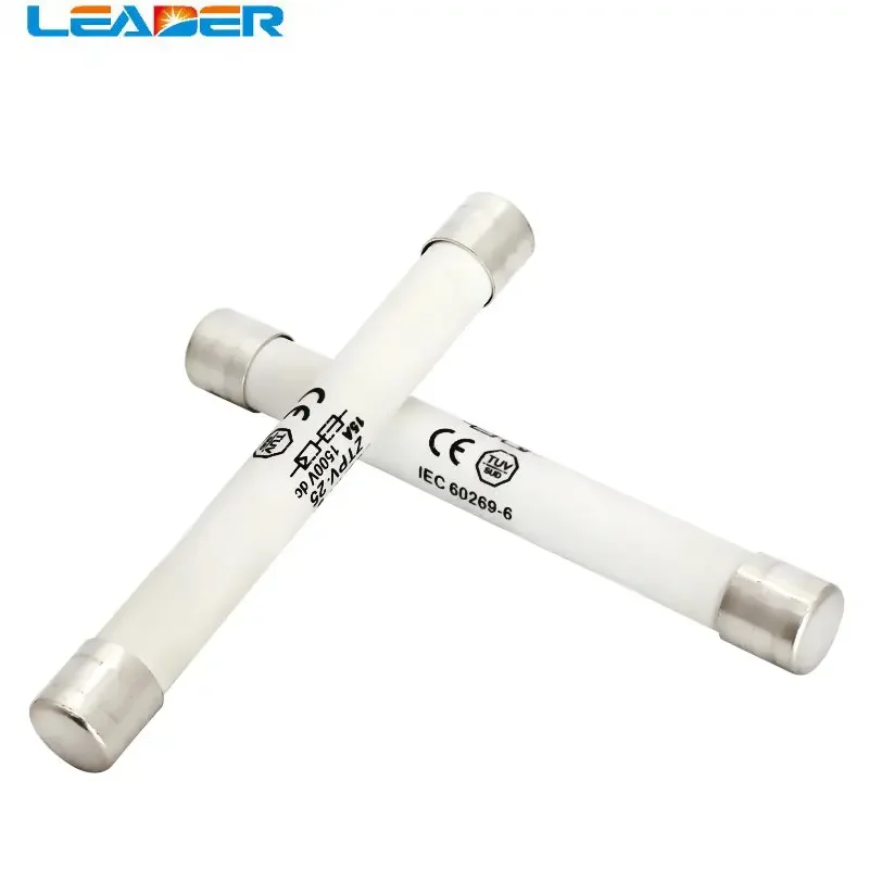 TUV 1~50Pcs/lot DC High Quality Solar Fuse 6-30A 1500VDC PV Fuse for Solar Pv System Link Wire Fusible 10x85mm Safety Protection
TUV 1~50Pcs/lot DC High Quality Solar Fuse 6-30A 1500VDC PV Fuse for Solar Pv System Link Wire Fusible 10x85mm Safety Protection