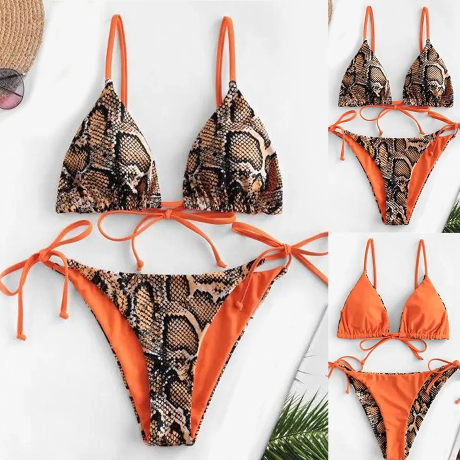 Swimsuit Snakeskin Print Set Leg Sexy Lace Cut Women's Two High Bikini Up Piece Swimwears Tankinis Set Swimwears bikini top
Swimsuit Snakeskin Print Set Leg Sexy Lace Cut Women's Two High Bikini Up Piece Swimwears Tankinis Set Swimwears bikini top