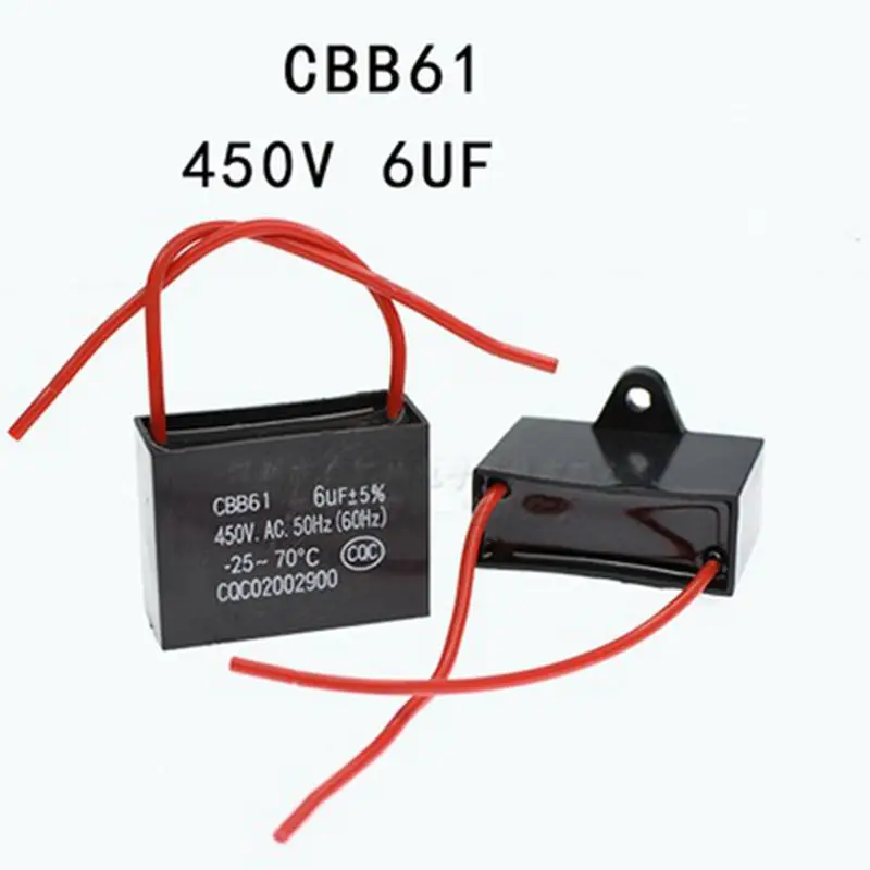 

1 шт., конденсатор двигателя CBB61, 450 в, 6 мкФ,450V 6uF 6mF