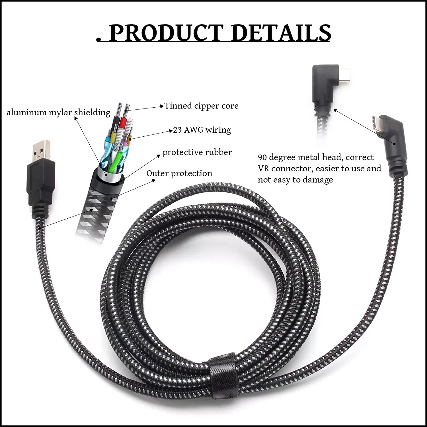 FOR 5/6 Meter Fast Charging Durable Link Cable Portable Gaming PC 90 Degree Angle Head USB 3.0 to Type-C For Oculus Quest 2
FOR 5/6 Meter Fast Charging Durable Link Cable Portable Gaming PC 90 Degree Angle Head USB 3.0 to Type-C For Oculus Quest 2