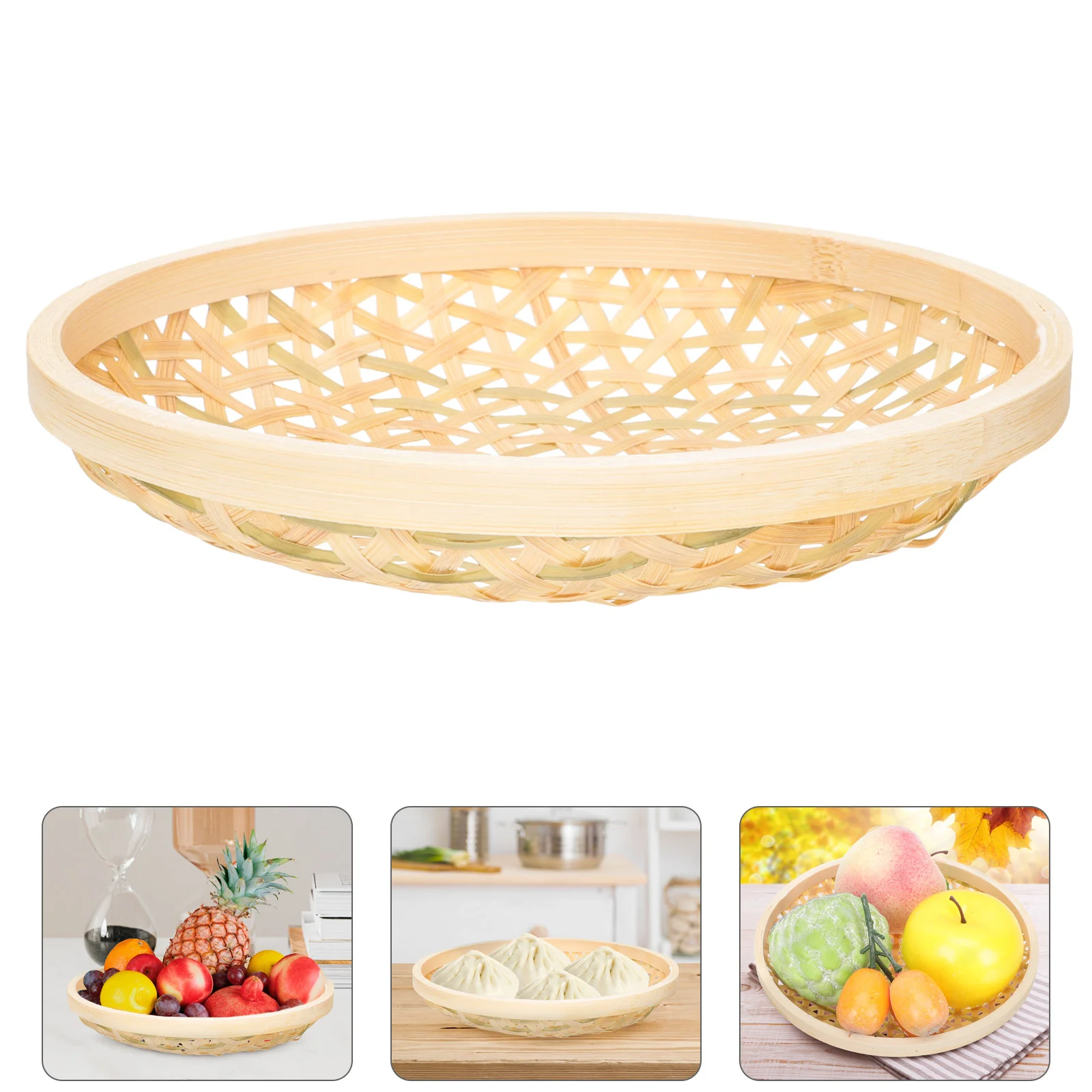 Basket Round Woven Bamboo Serving Tray Flat Tent Storage Wicker Fruit Household Container Baskets Large Plate Shallow Vegetable
Basket Round Woven Bamboo Serving Tray Flat Tent Storage Wicker Fruit Household Container Baskets Large Plate Shallow Vegetable