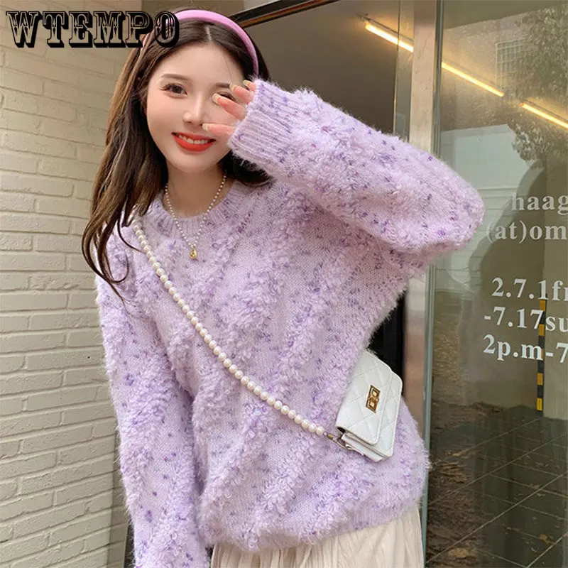 WTEMPO Knitted Velvet Sweater Women's Sweet Pullover Loose Lazy Wind Versatile Bottomed Round Neck Knitting Winter Wholesale
WTEMPO Knitted Velvet Sweater Women's Sweet Pullover Loose Lazy Wind Versatile Bottomed Round Neck Knitting Winter Wholesale