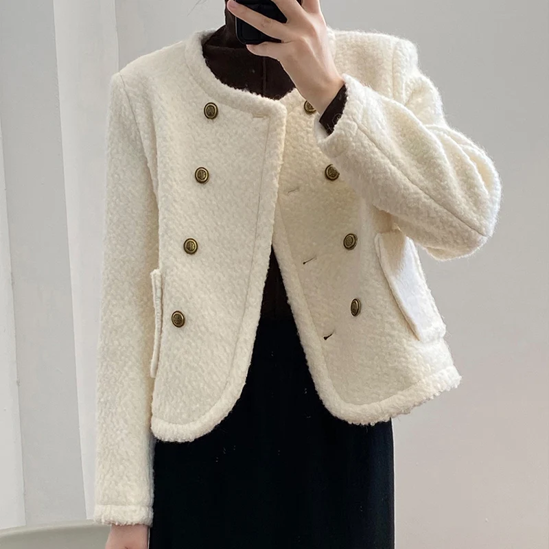 Winter 2022 New Women's Tweed Jacket Heavy Coat Short Cotton Chic and Elegant Double Row Button Top Female Clothing A107
Winter 2022 New Women's Tweed Jacket Heavy Coat Short Cotton Chic and Elegant Double Row Button Top Female Clothing A107