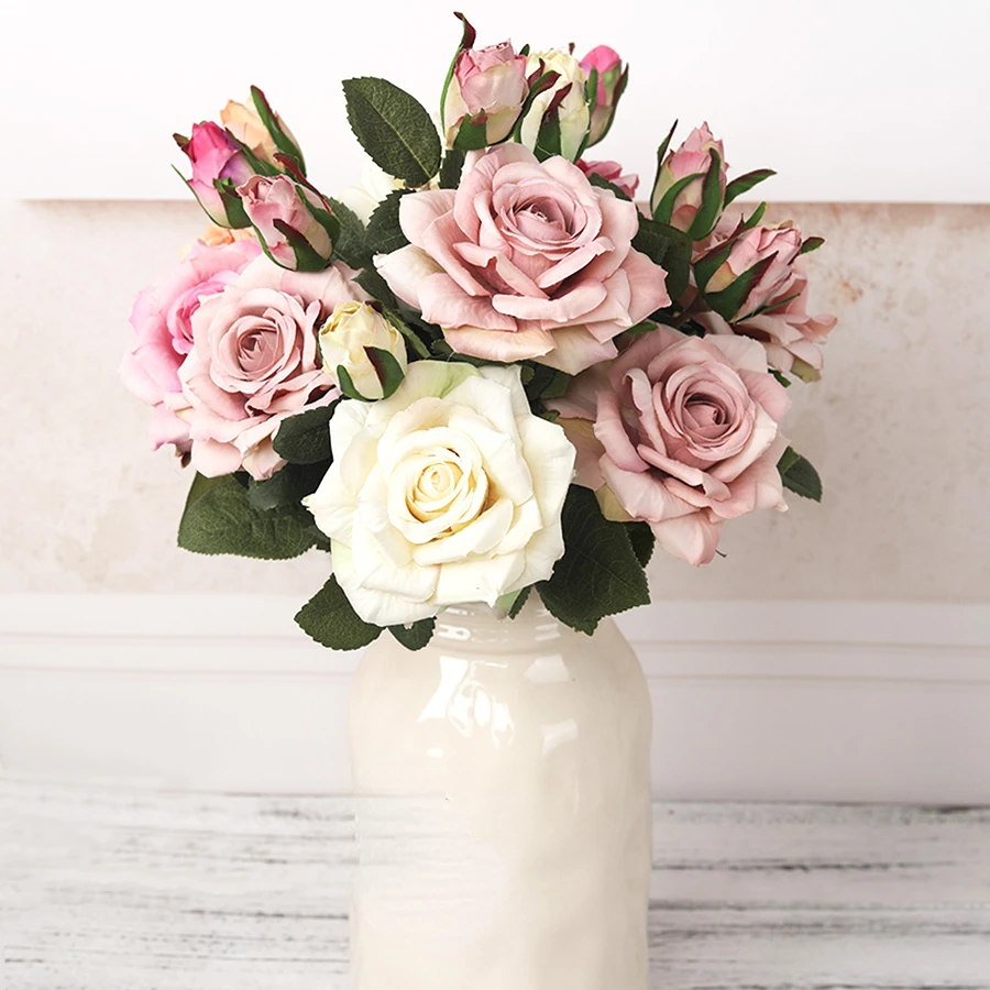 NEW beautiful big rose branch artificial silk flowers home wedding decoration retro autumn large roses white fake flowers decor
NEW beautiful big rose branch artificial silk flowers home wedding decoration retro autumn large roses white fake flowers decor