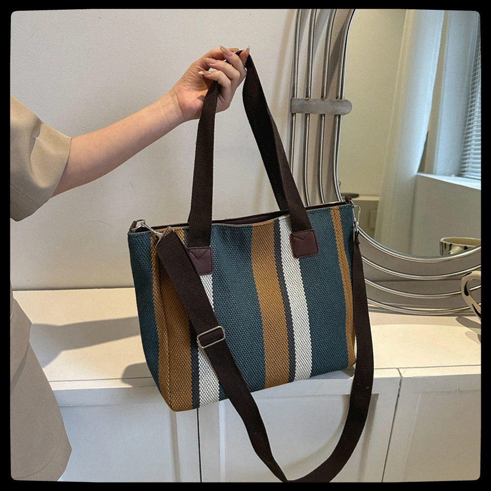 Canvas Stripe Tote Bag Vintage Shoulder Crossbody Bags Large Capacity Women's Handbags Shopping Storage Handbag Students Travel
Canvas Stripe Tote Bag Vintage Shoulder Crossbody Bags Large Capacity Women's Handbags Shopping Storage Handbag Students Travel