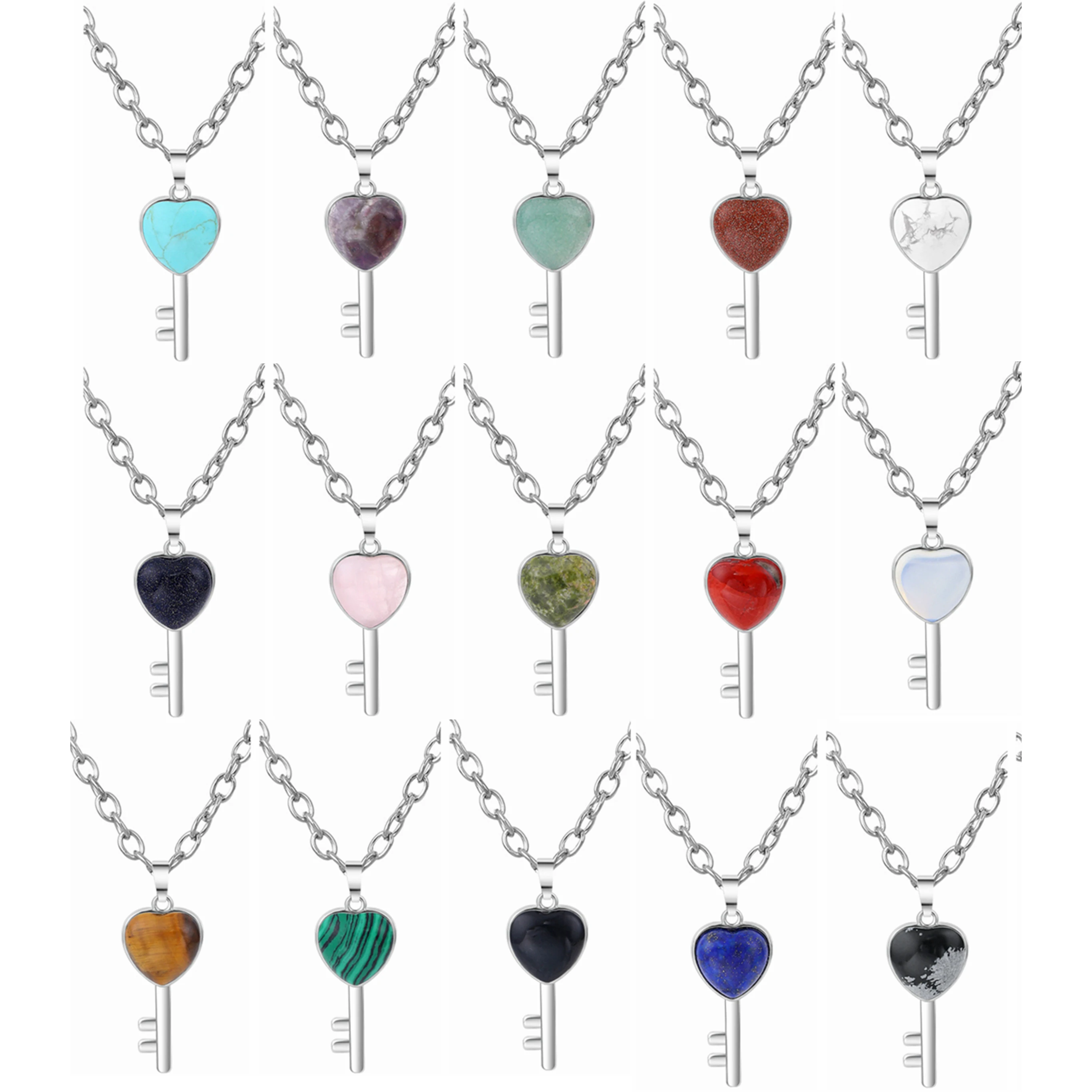 Semi Preicsou Stone Key Pendant Necklaces Simple Cute Stainless Steel Link Chain Choker for Women Girls Statement Jewelry
Semi Preicsou Stone Key Pendant Necklaces Simple Cute Stainless Steel Link Chain Choker for Women Girls Statement Jewelry