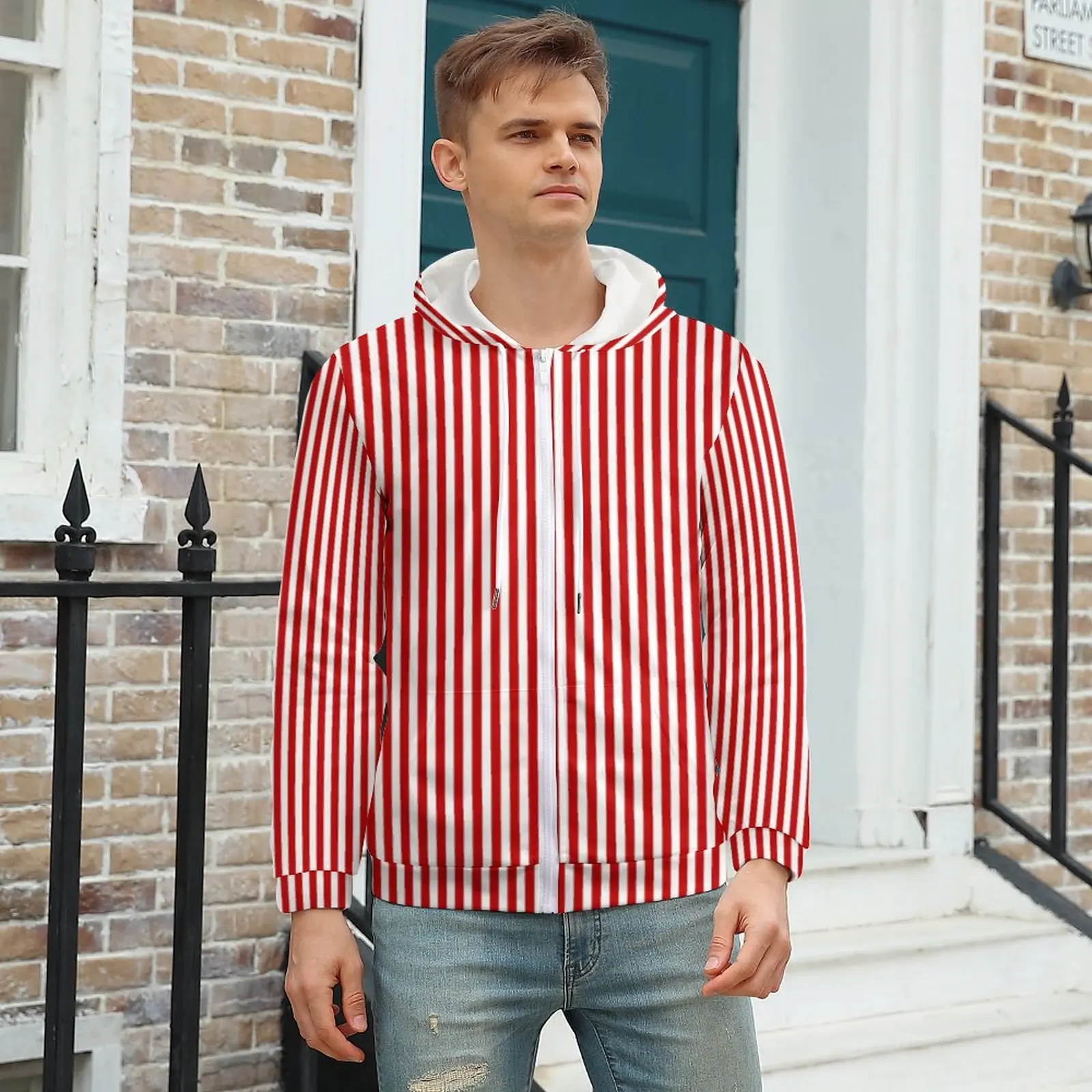 Classic Striped Hoodie Red and White Lines Men Winter Hoodies Full Print Zip Up Hoodie Plus Size 5XL
Classic Striped Hoodie Red and White Lines Men Winter Hoodies Full Print Zip Up Hoodie Plus Size 5XL