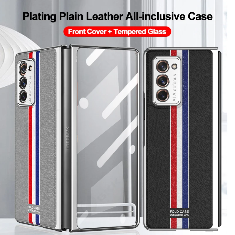 GKK Double-Side Full Protection Case For Samsung Galaxy Z Fold 2 Case Leather Plating Edge Glass Hard Cover For Samsung Z Fold 2
GKK Double-Side Full Protection Case For Samsung Galaxy Z Fold 2 Case Leather Plating Edge Glass Hard Cover For Samsung Z Fold 2