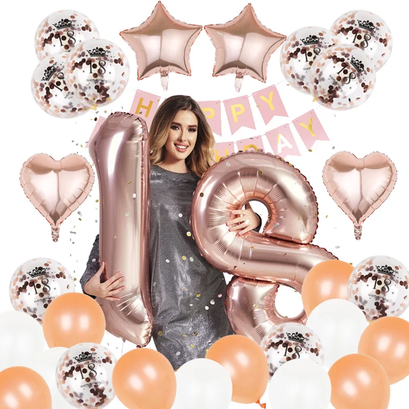 39Pcs 18 Years Old Bar Mitzvah Rose Gold Sequin Latex Balloons Happy Birthday Letter Banner for Bday Party Decoration Supplies
39Pcs 18 Years Old Bar Mitzvah Rose Gold Sequin Latex Balloons Happy Birthday Letter Banner for Bday Party Decoration Supplies
