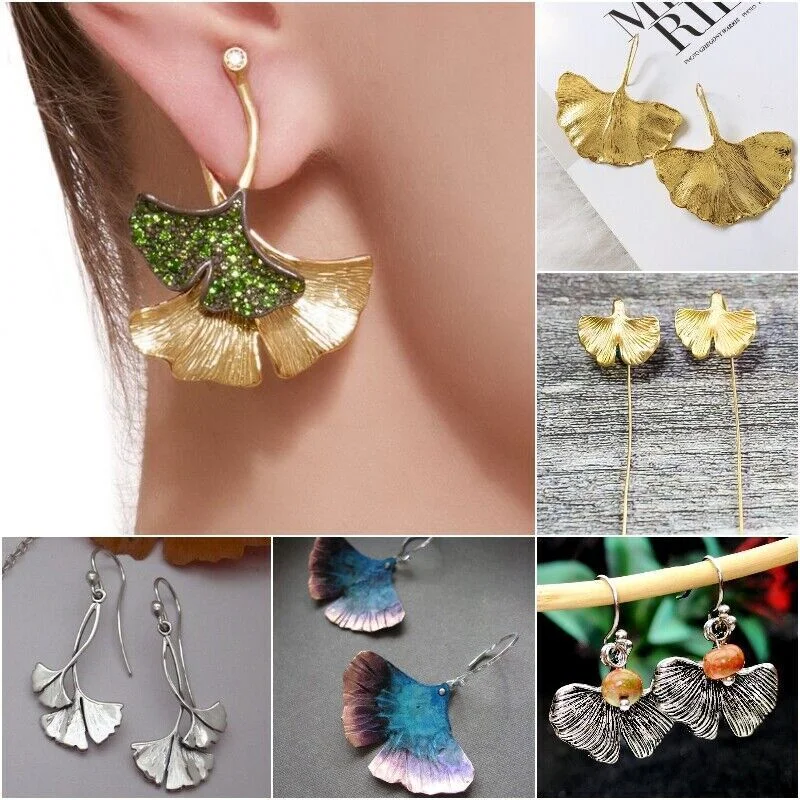 

Vintage Ginkgo Biloba Leaf Dangle Earrings For Women Engagement Wedding Jewelry Metal Statement Drop Earring Pendientes Bijoux
