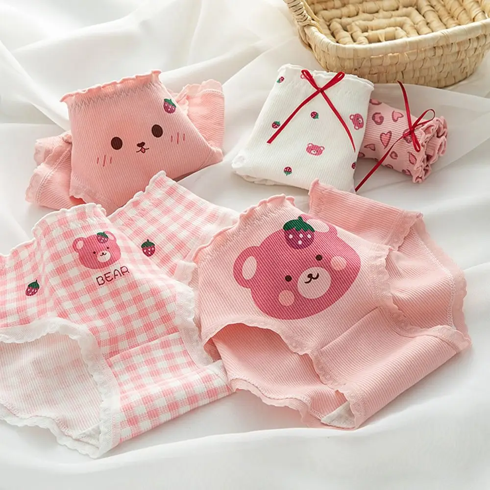 Breathable Sweet Middle-waist For Women For Girls Love Heart Cotton Plaid Thong Strawberry Bear Panties Briefs Female Lingeries
Breathable Sweet Middle-waist For Women For Girls Love Heart Cotton Plaid Thong Strawberry Bear Panties Briefs Female Lingeries