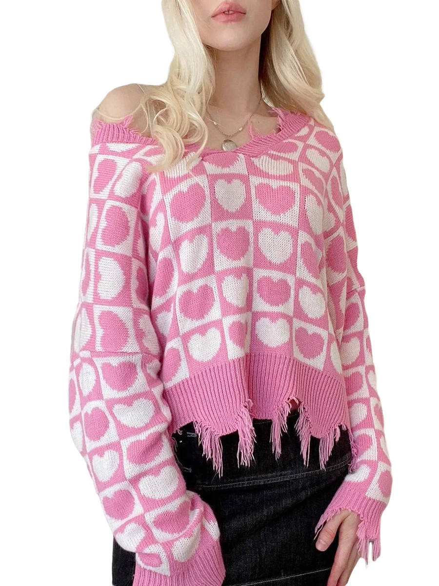 Women Long Sleeve Loose Sweaters Valentine s Day Heart Pattern V-Neck Tassel Knitted Pullover Fall Winter Jumpers Tops
Women Long Sleeve Loose Sweaters Valentine s Day Heart Pattern V-Neck Tassel Knitted Pullover Fall Winter Jumpers Tops