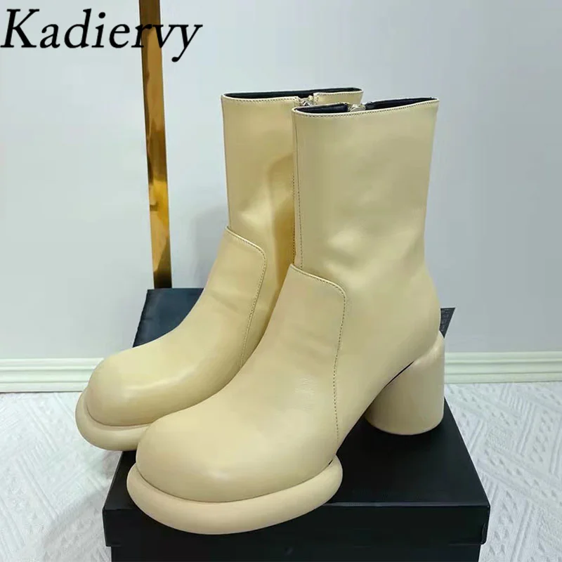 Thick Sole High Heels Ankle Boots Women Round Toe Genuine Leather Booties Female Sexy High Heels Short Boots Runway Shoes Woman
Thick Sole High Heels Ankle Boots Women Round Toe Genuine Leather Booties Female Sexy High Heels Short Boots Runway Shoes Woman